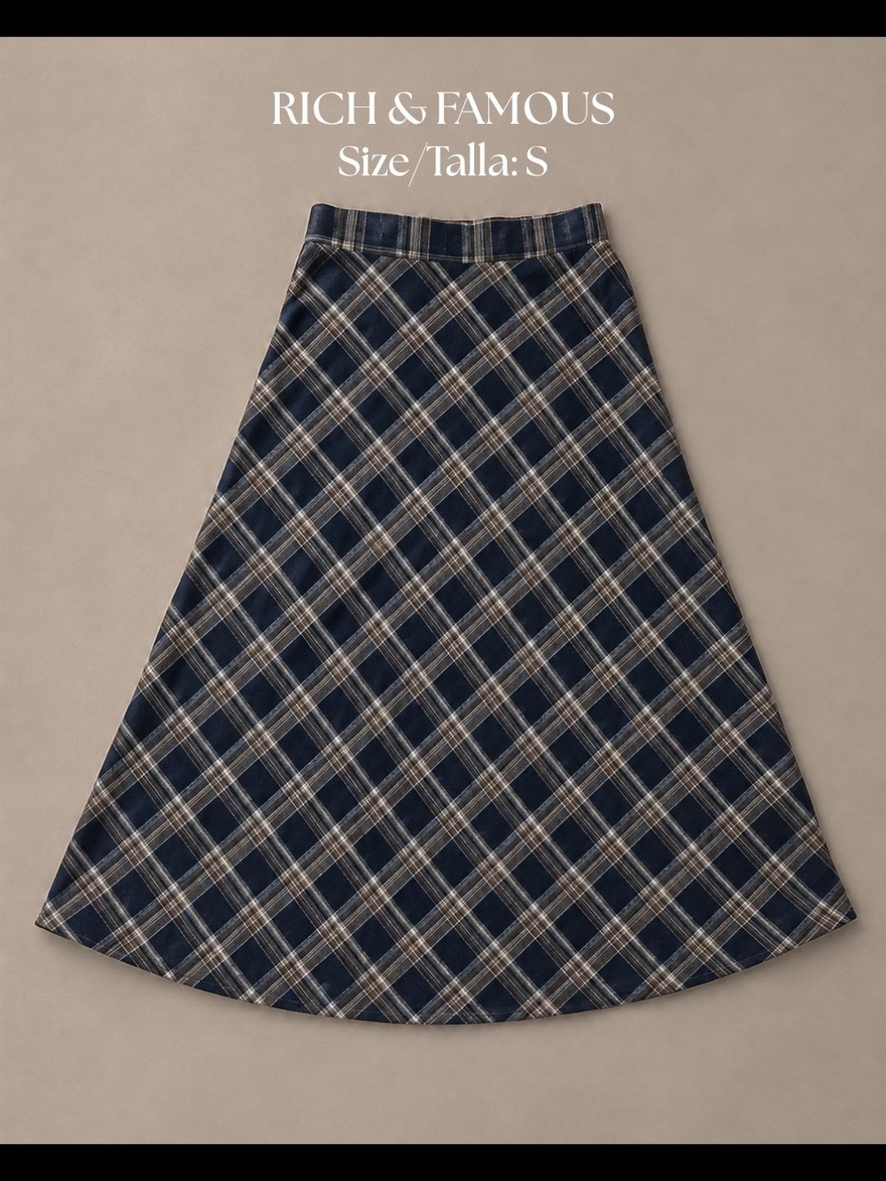Navy Plaid A-Line Skirt